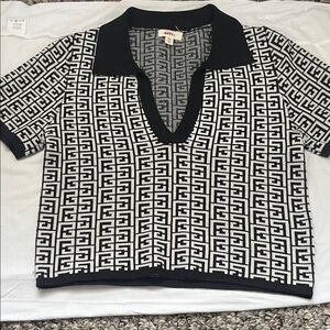 Designer Black and White Crop Top.